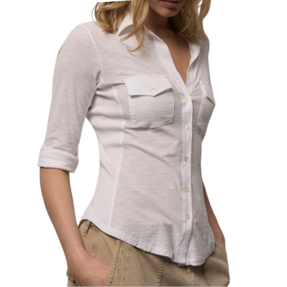 James Perse Sheer Slub Side Panel Shirt